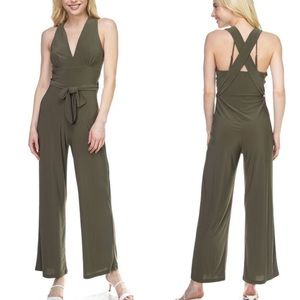 Halter Criss Cross Strap Belted Jumpsuit